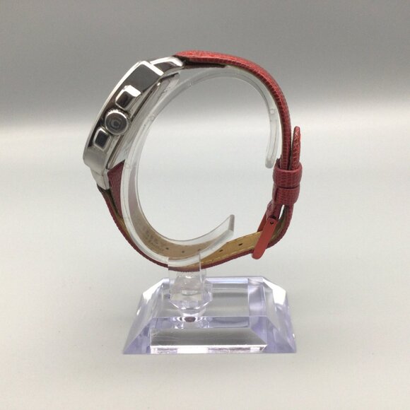 Coach Boyfriend Watch Women 32mm Silver Tone Day Date Red Leather New Battery main image 13